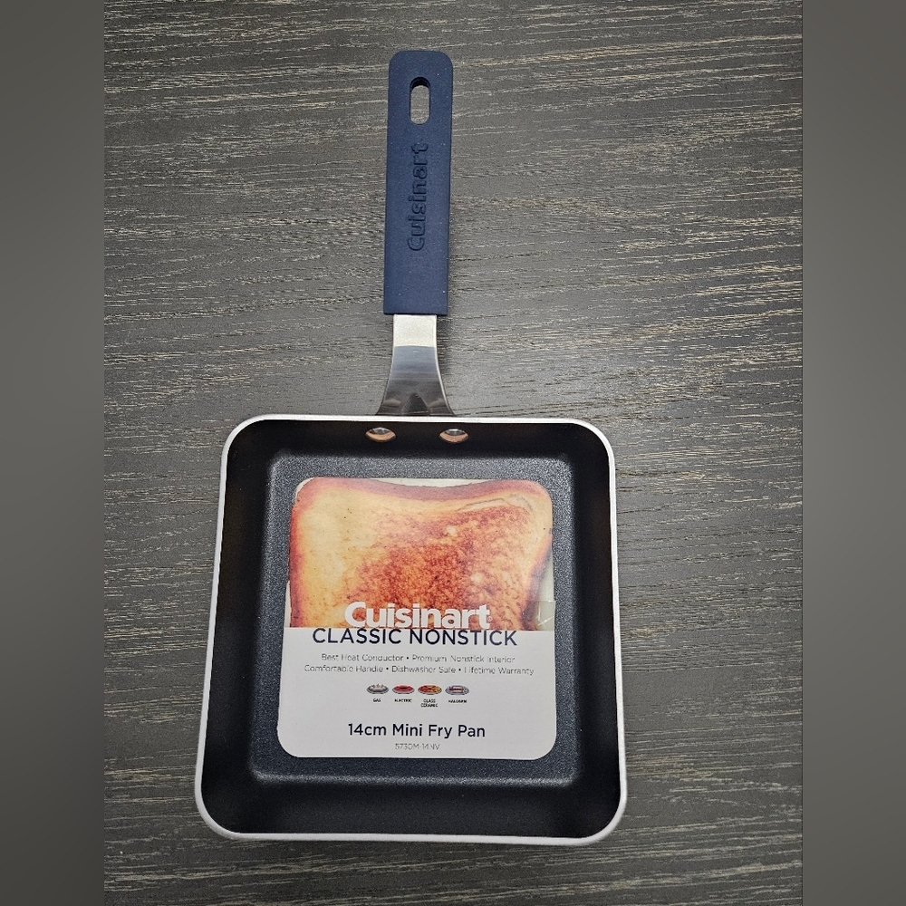 Cuisinart, Blue Classic Non-Stick Mini Square Frying Pan. Dishwasher Safe. New